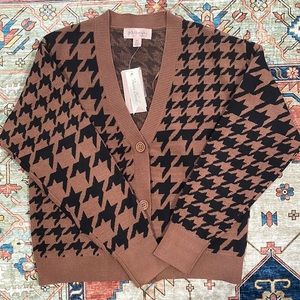 Philosophy Womens Brown and Black Printed Botton Up Cardigan Size Small NWT
